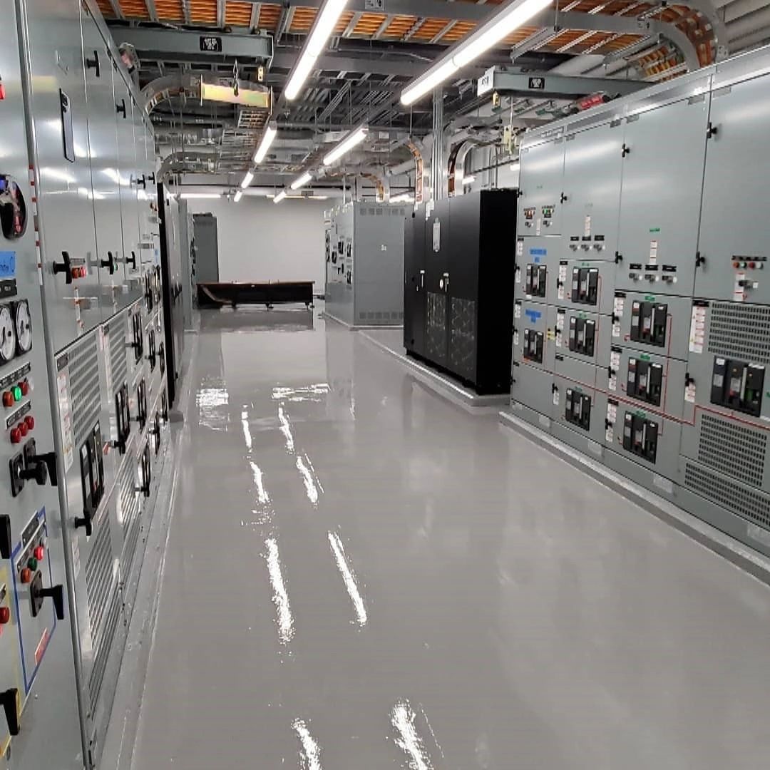 Industrial facility with protective floor coating